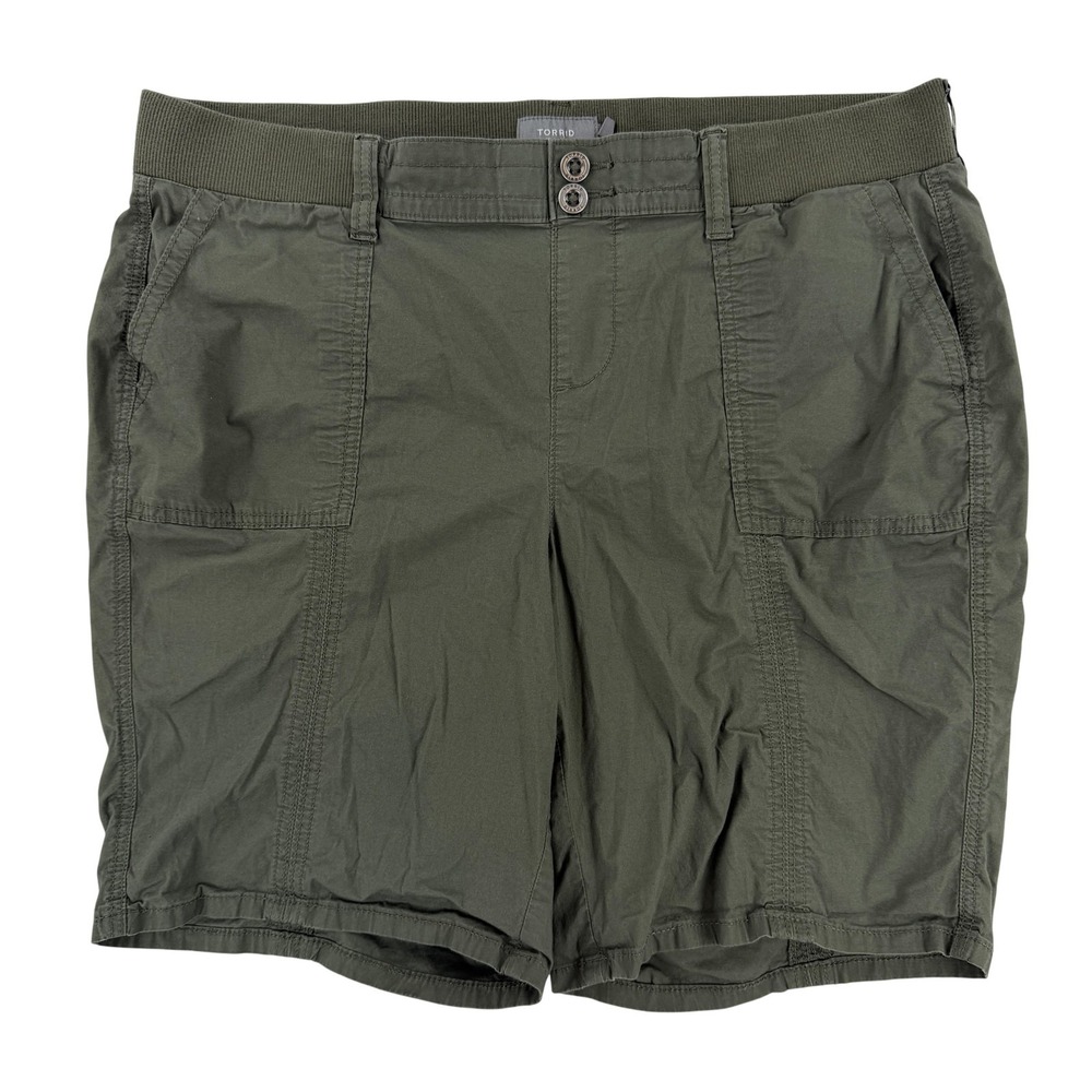 Torrid‎ Shorts Womens 2 Green Utility Pull On Elastic Waist Pockets Plus Size